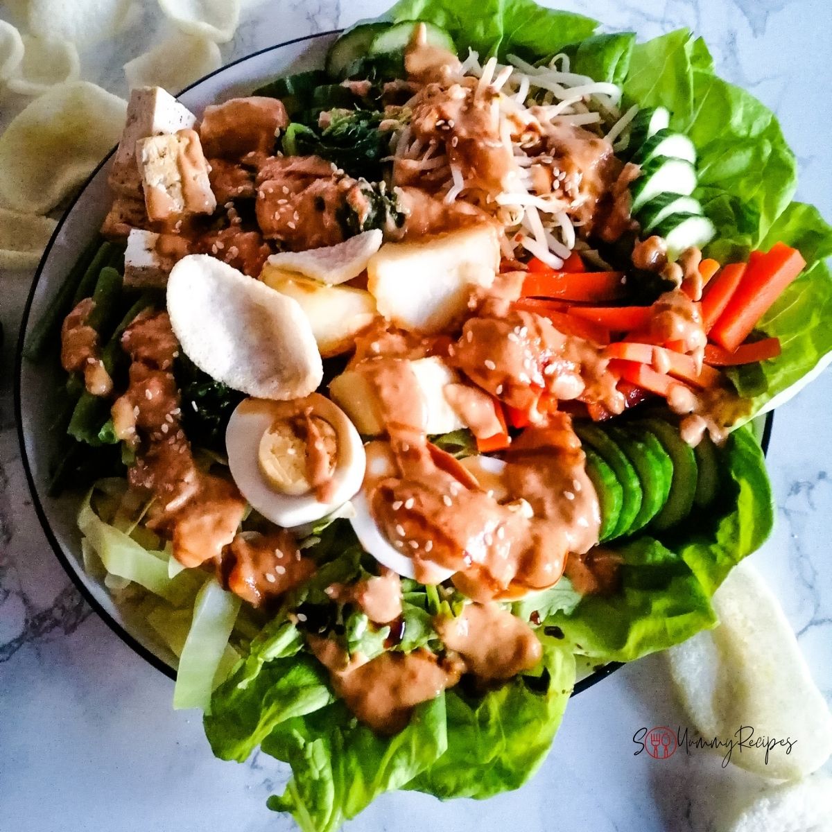 Gado-gado Jakarta with prawn crackers