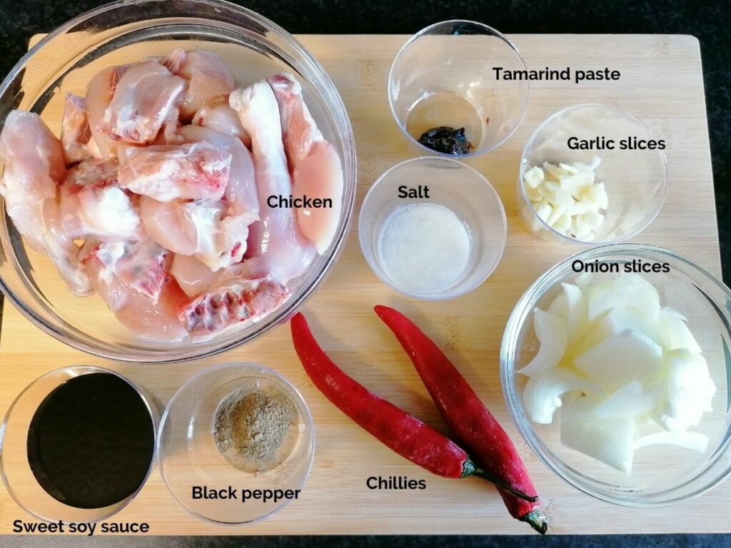 Ingredients for chicken sweet soy sauce