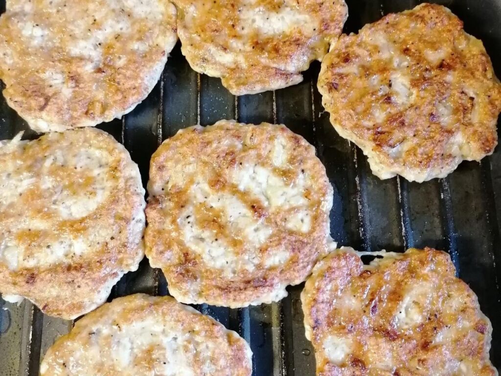 chicken kebab patties on the griddle plan