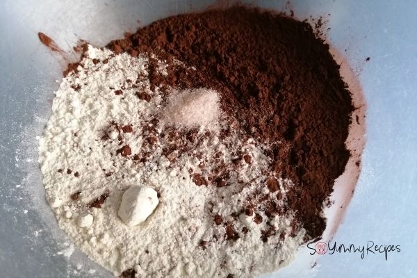 flour, cocoa powder and salt in a mixing bowl