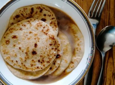 Serabi Kuah - Indonesian pancakes with palm sugar and coconut milk syrup