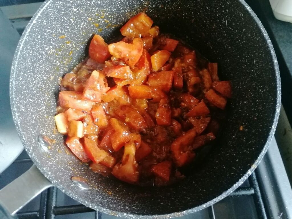 tomato in spice masala for aubergine curry