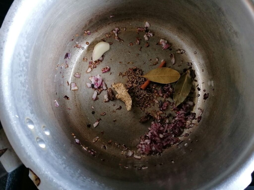 frying spices for making kitchari