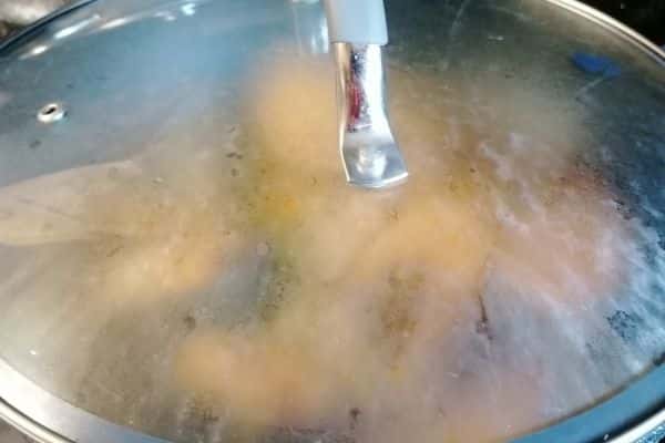 Cooking the fish with a lid on