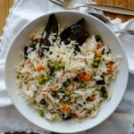 A bowl of Pakistani vegetable pilau rice