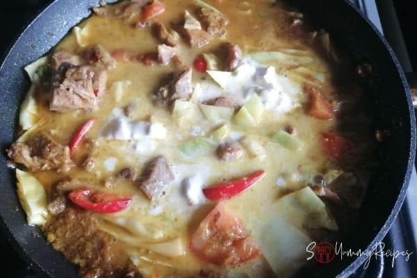 lamb and vegetables braised in spicy coconut milk