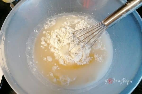 flour and water in a bowl