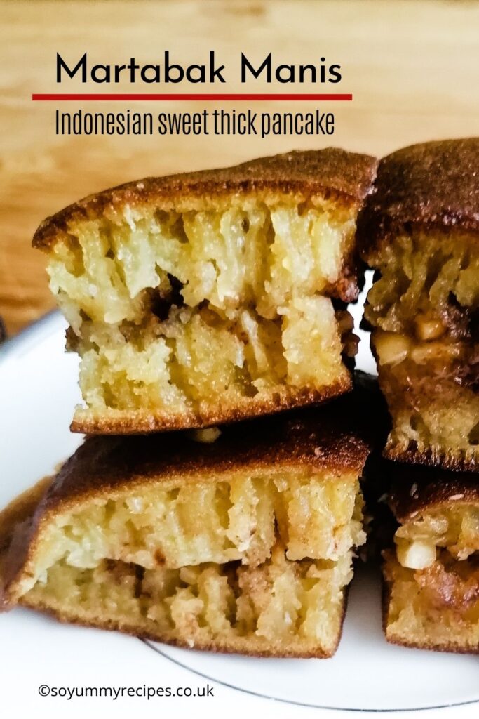 Martabak manis with overlay text.