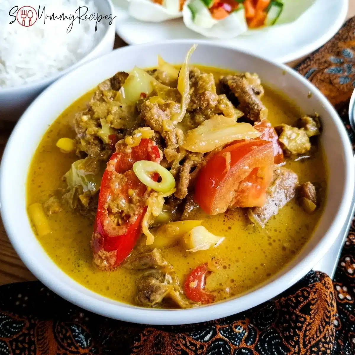 Lamb tongseng - Javanese braised lamb in spicy coconut milk with sweet soy sauce