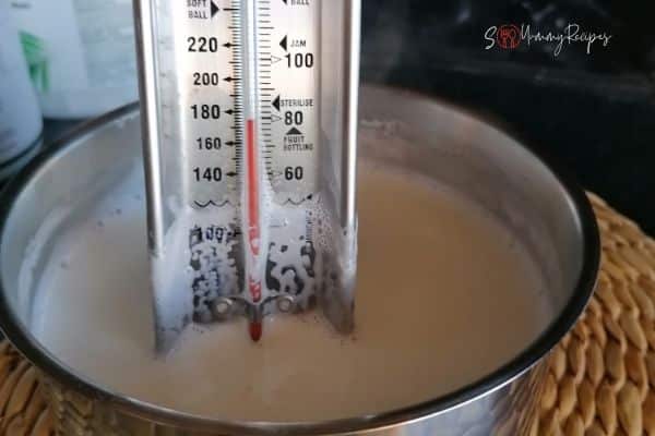 soya milk at 80°C/ 176°F