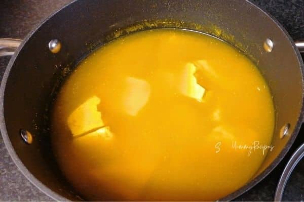 boiling tofu in turmeric water