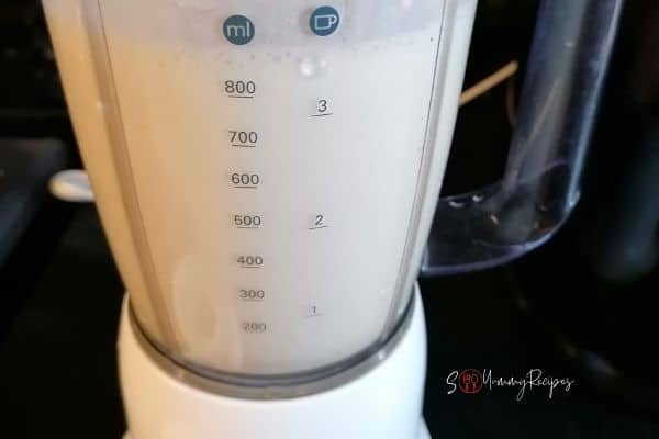 blended soybeans into a smooth mixture