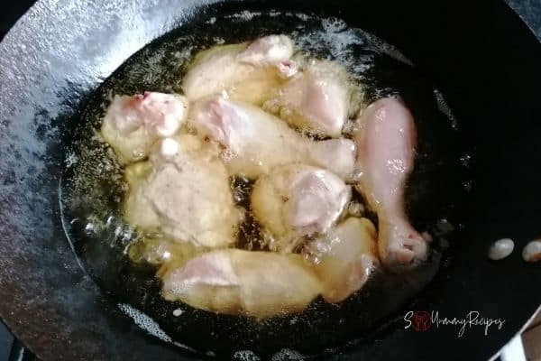 Frying the chicken