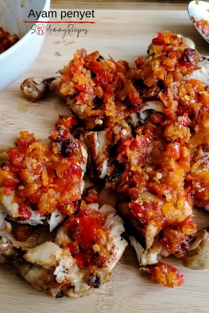 Indonesian chicken with chillies - Ayam Penyet