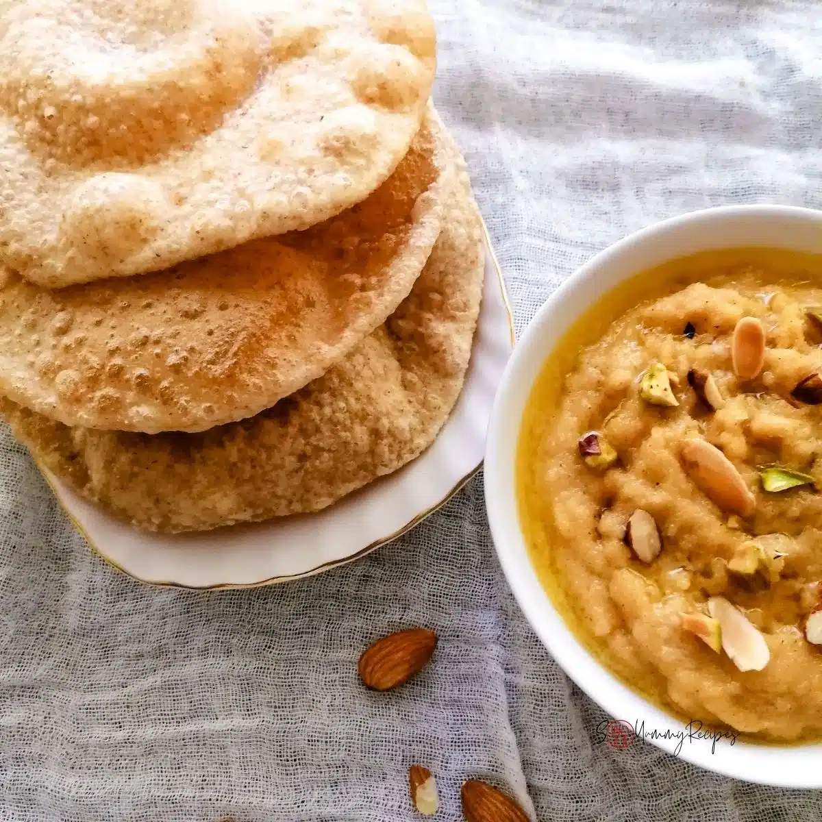 Pakistani poori and halwa