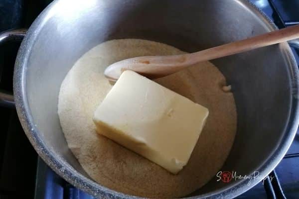 butter block on semolina