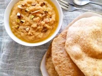 Halwa Puri: Pakistani Style Semolina Pudding And Fried Flatbread