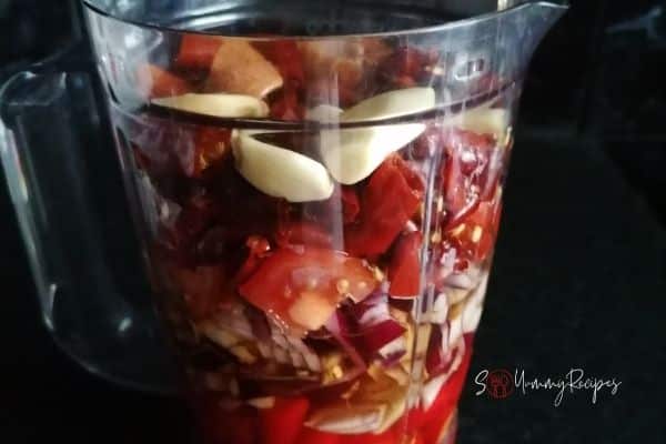 sambal ingredients in a blender