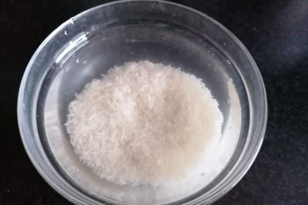 rice soaked in water