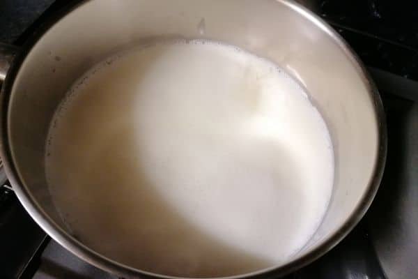 milk in cooking pan