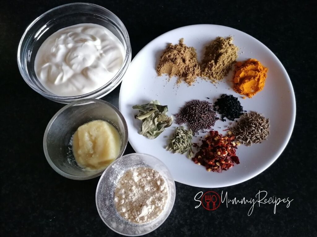 ingredients for yoghurt sauce