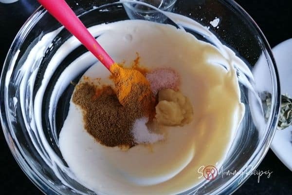 spices in yoghurt mixture