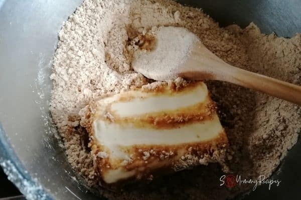 butter block in roasted chickpea flour