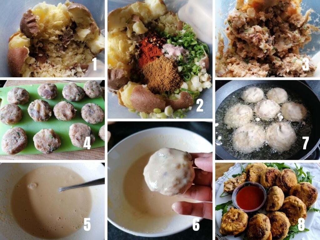 photo collage of the making process of Aloo Tikki