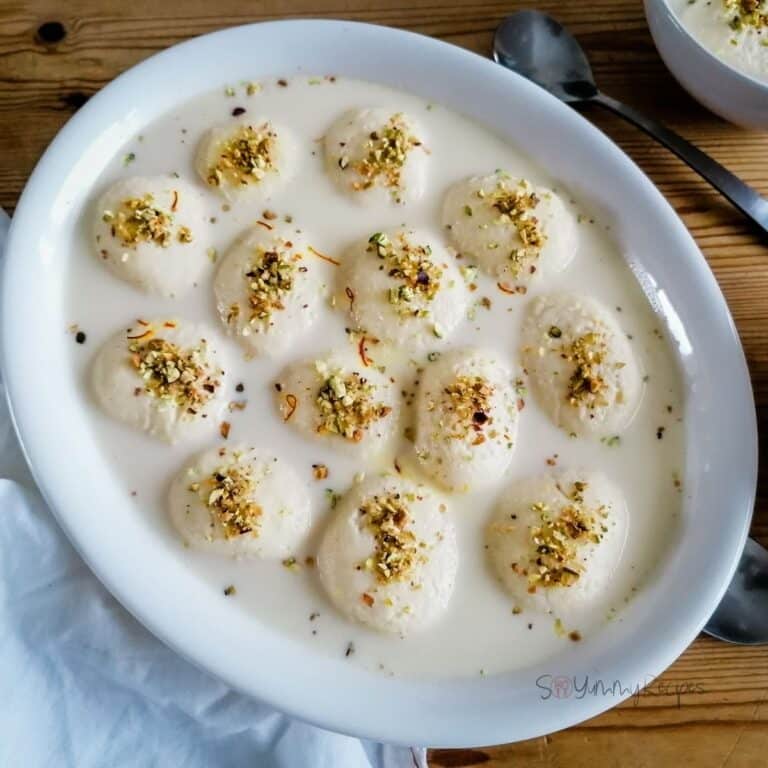 a dish of Rasmalai made of milk powder