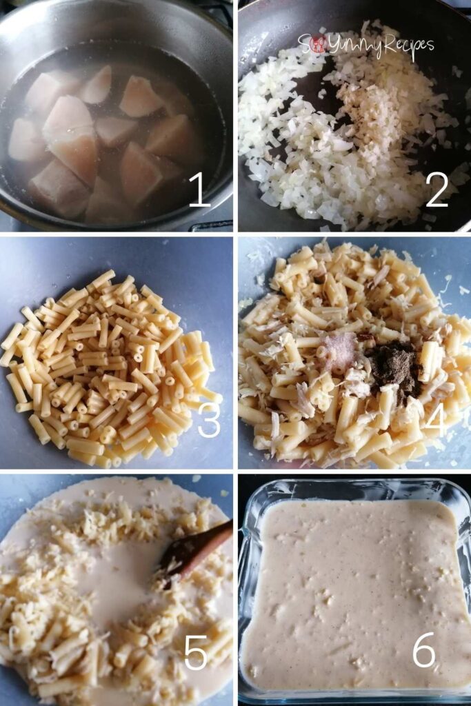 photo collage of how to make macaroni schotel