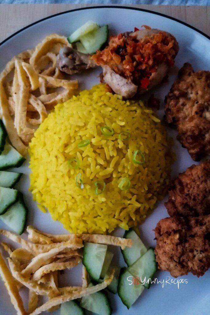 the Indonesian yellow rice - Nasi Kuning