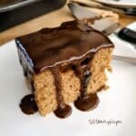 sticky toffee pudding slice out of traybake