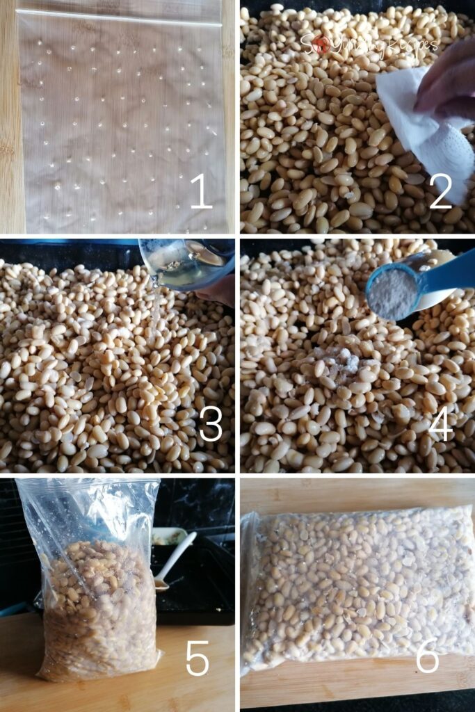 photo collage of how to make tempeh