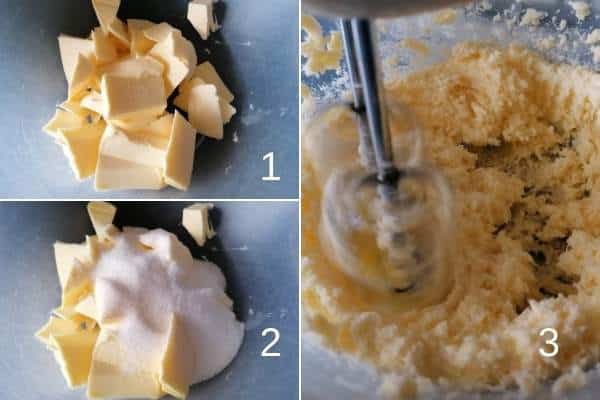 photo collage of creaming the butter