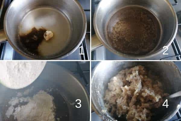 photo collage of how to make dough base 