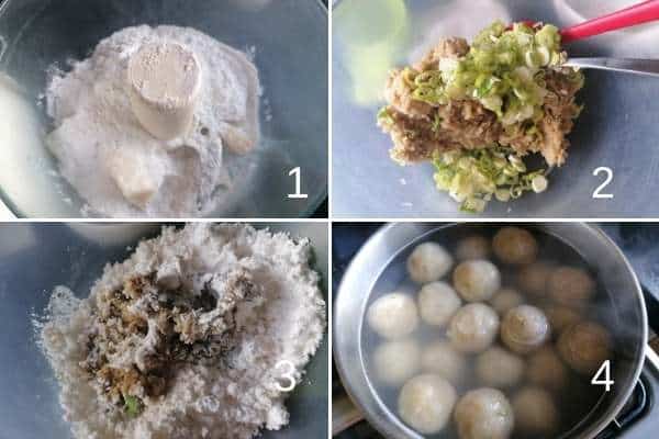 photo collage of how to make cilok