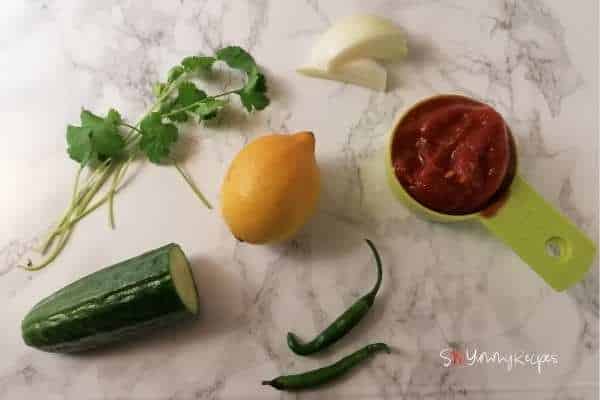 ingredients for making tomato and chilli chutney
