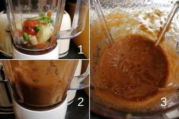 photo collage of how to make Pakistani tomato and chilli chutney