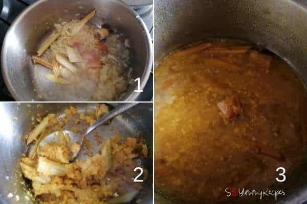 photo collage of how to make yellow sauce