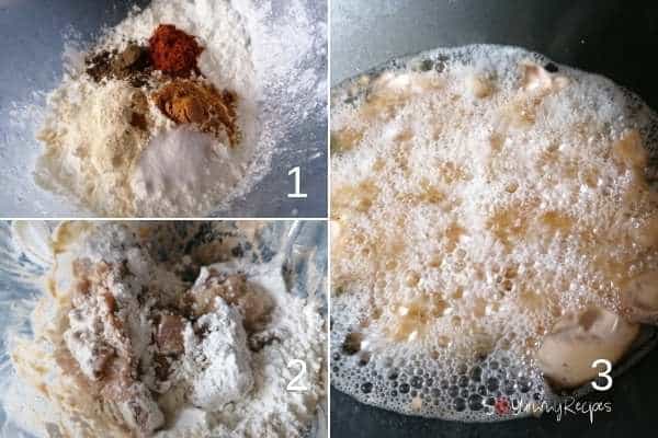 photo collage of making chicken poppers