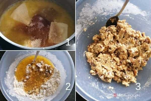 photo collage of making cookie dough