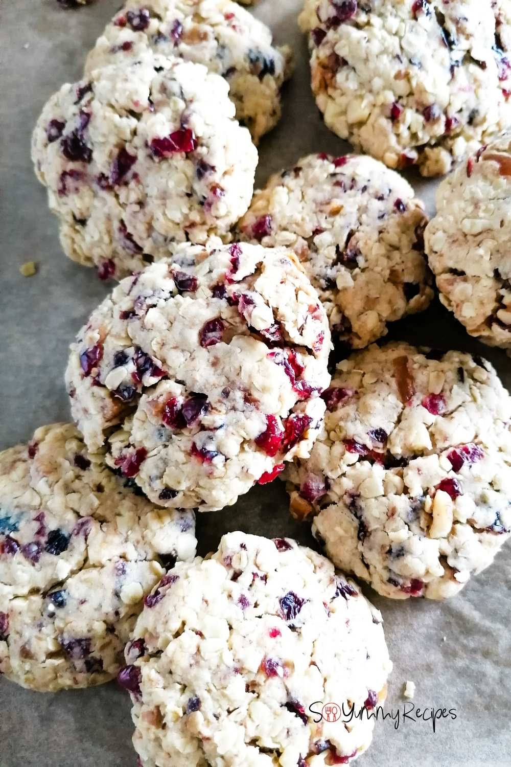 some crunchy muesli cookies on a greaseproof baking paper