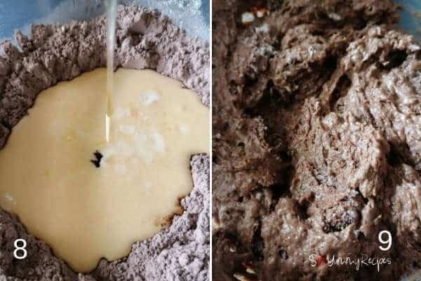 photo collage of muffin batter mix.