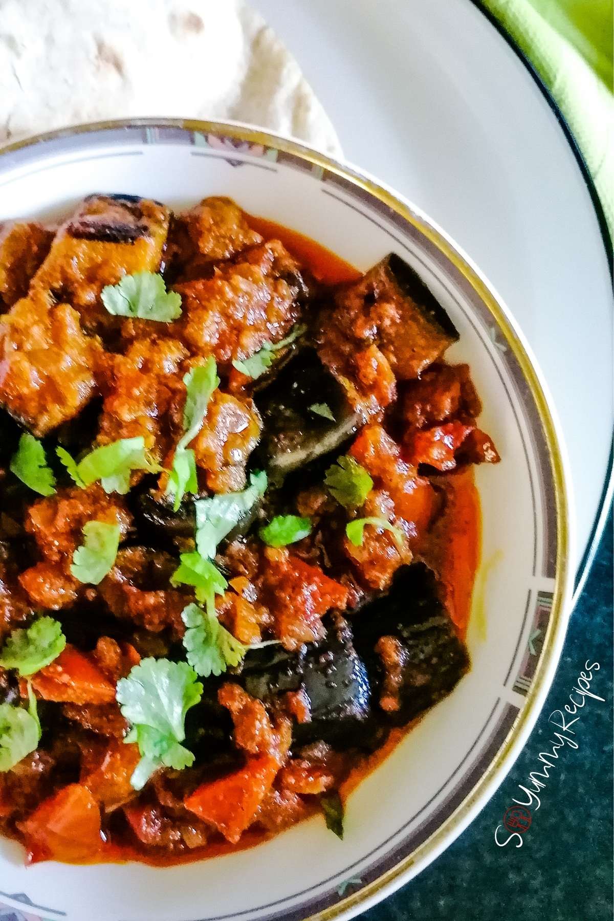 A dish of eggplant curry in Pakistani way of cooking.