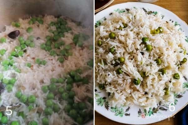 photo collage of Matar Chawal.