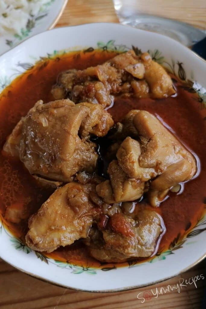 Chicken curry with soup in Pakistani style.