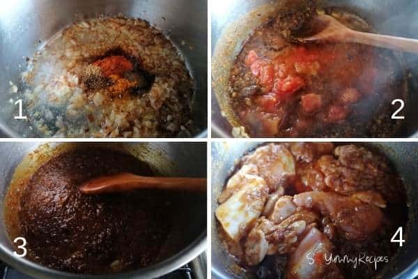 a photo collage of making chicken shorba.