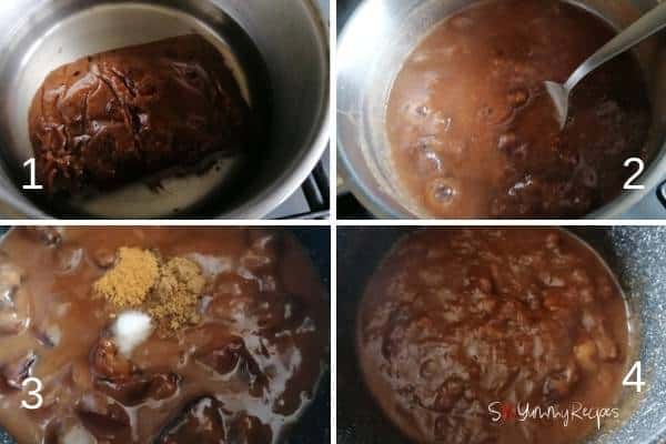photo collage of boiling tamarind and date.