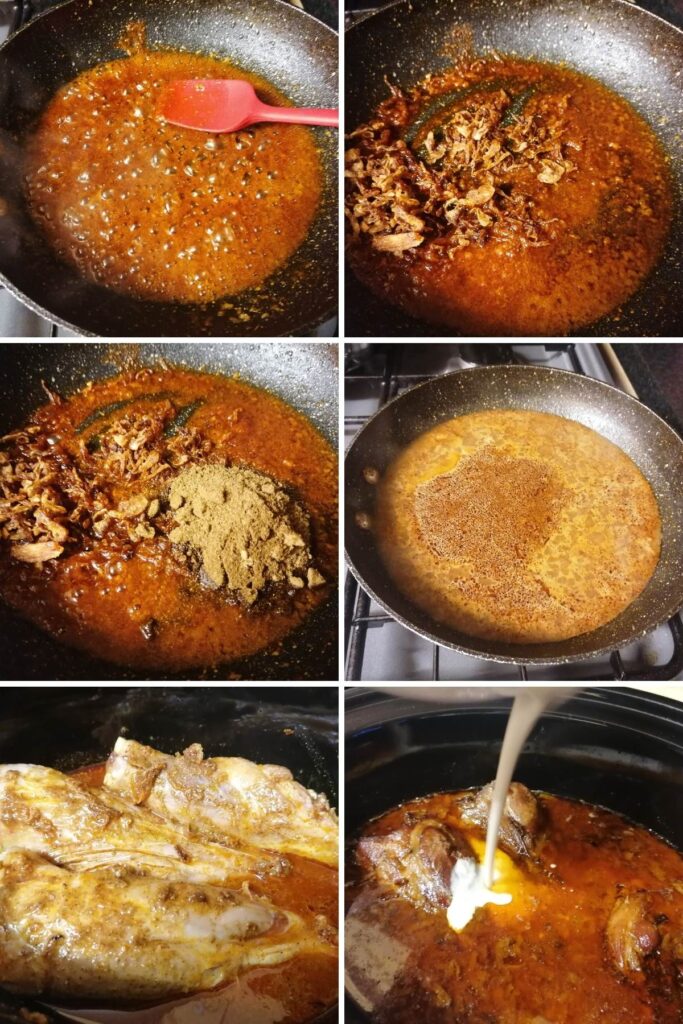 Photo collage of making nihari.