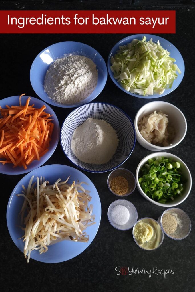 ingredients for making bakwan sayur.